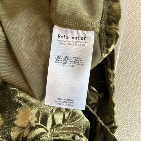 NEW Reformation Elise Knit Midi Dress - Green Floral Velvet - Picture 7 of 8